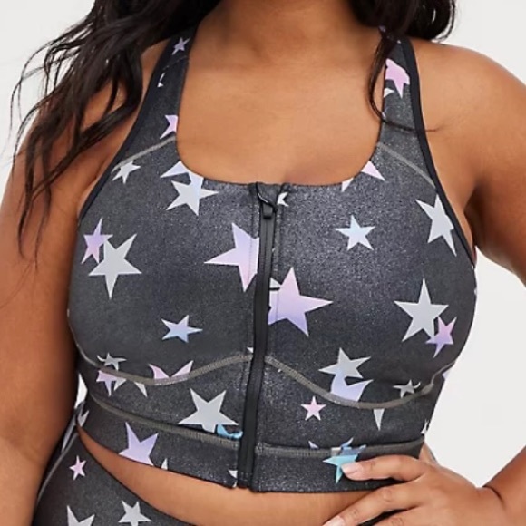 Torrid Women’s Active Wicking Sports Bra Performance Core Stars Shiny Grey - Picture 1 of 14